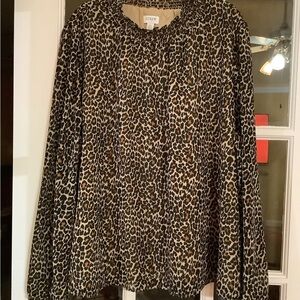 Womens JCREW pullover top leopard print leopard print, elastic cuff, long sleeve